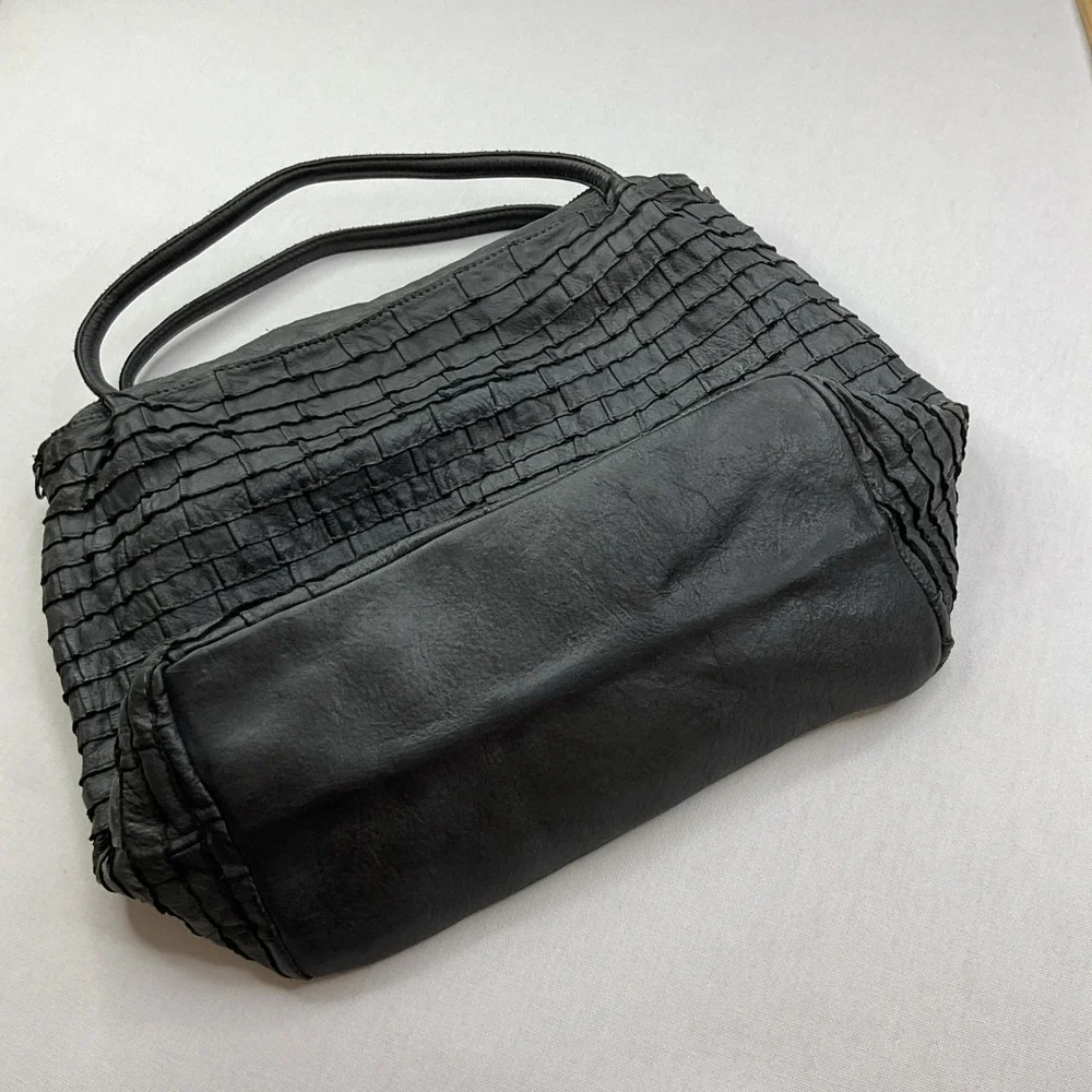 Majo Purse Italy Hobo Leather Texture Top Handle Handbag